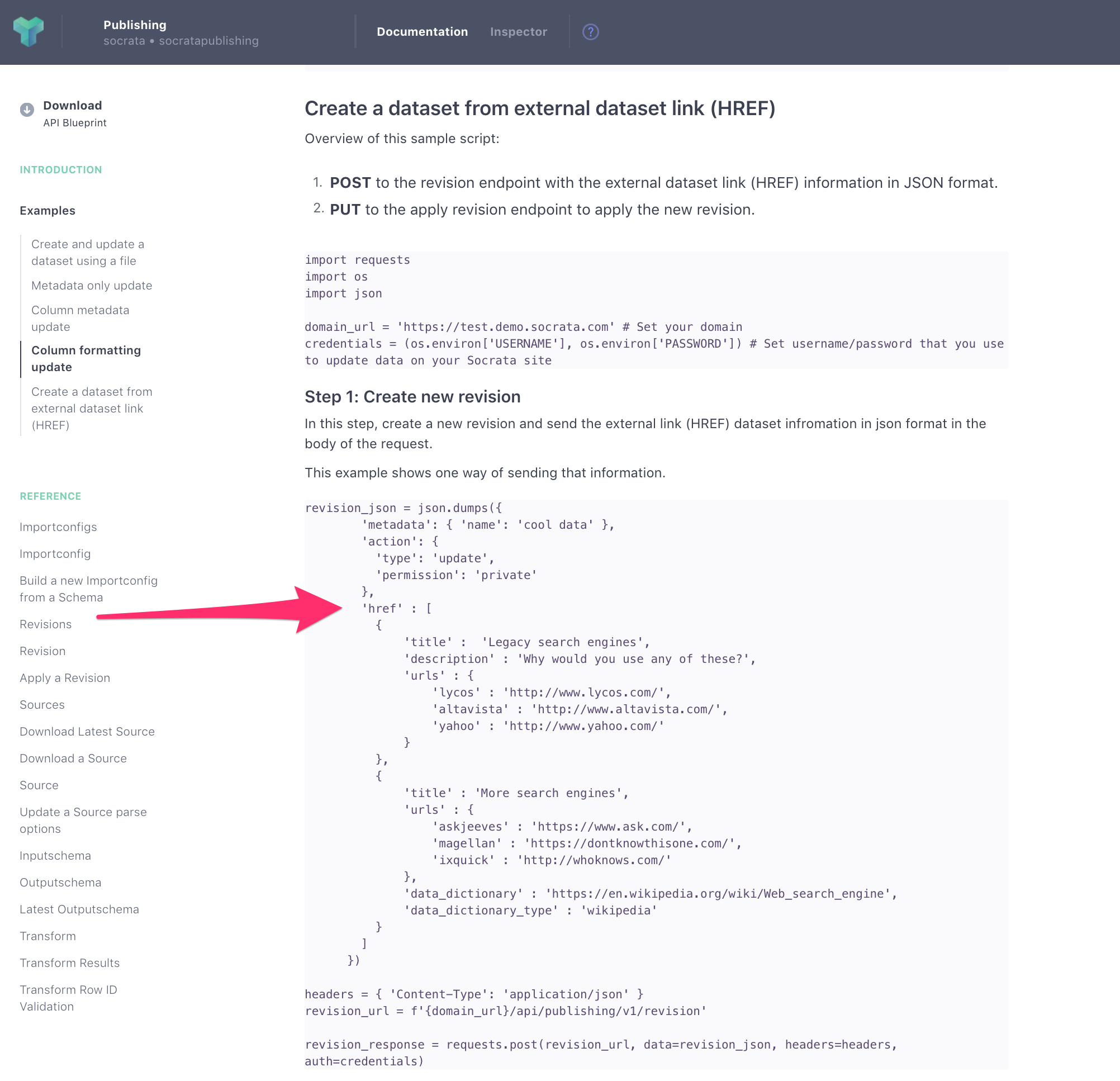 Socrata Publishing API