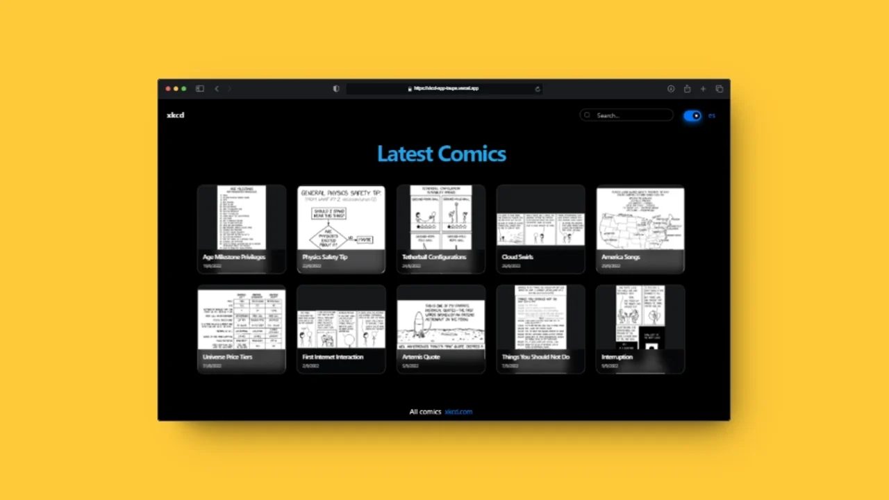 XKCD app principal page