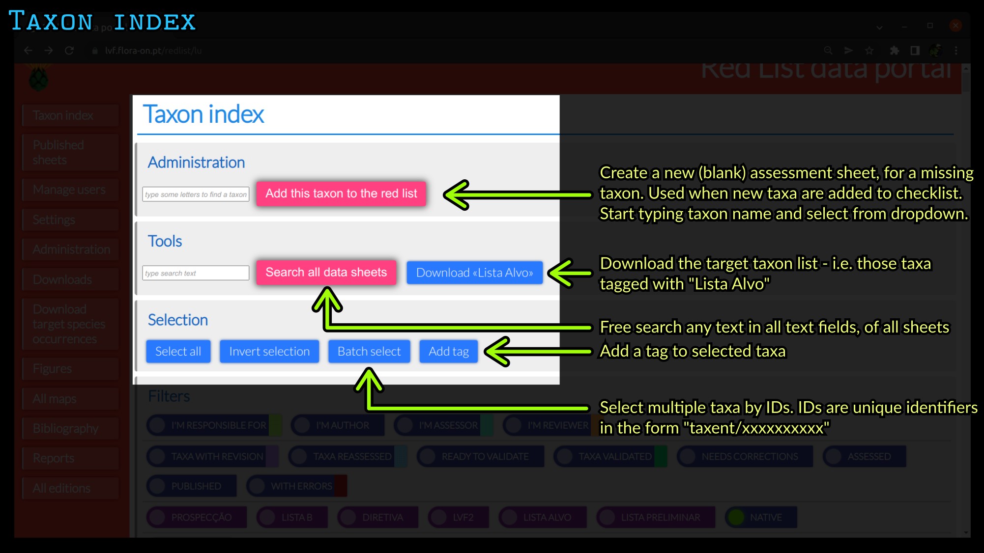 Taxon index 1