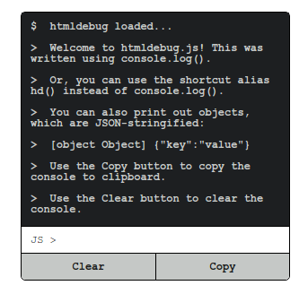 Screenshot of htmldebug window