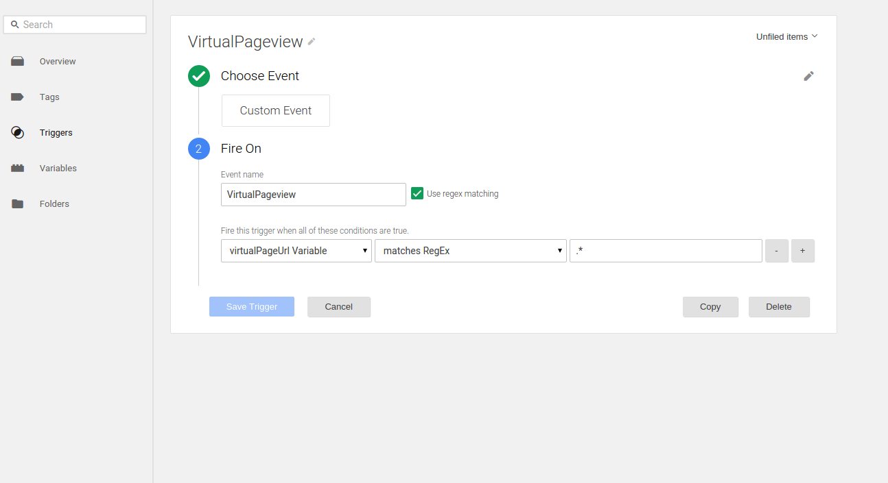 Configure trigger on variable