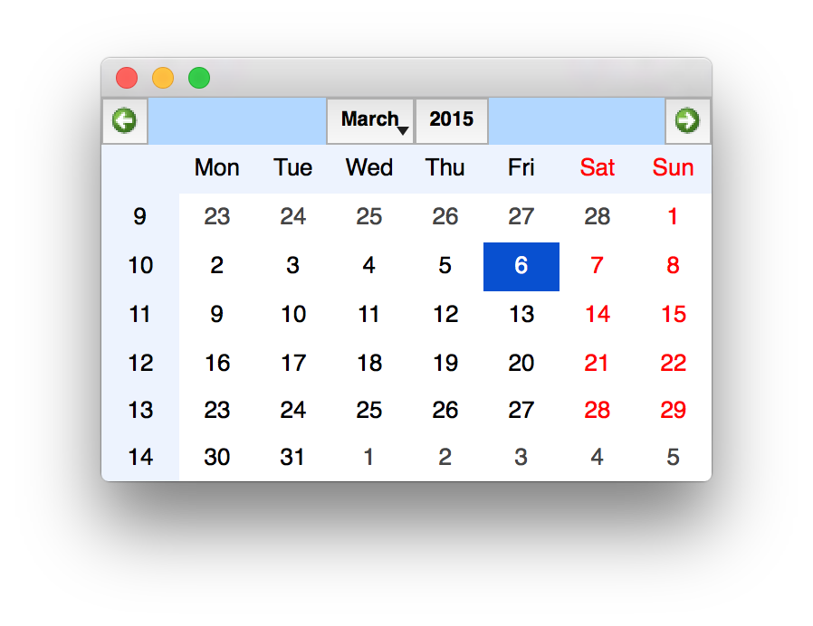 QCalendarWidget