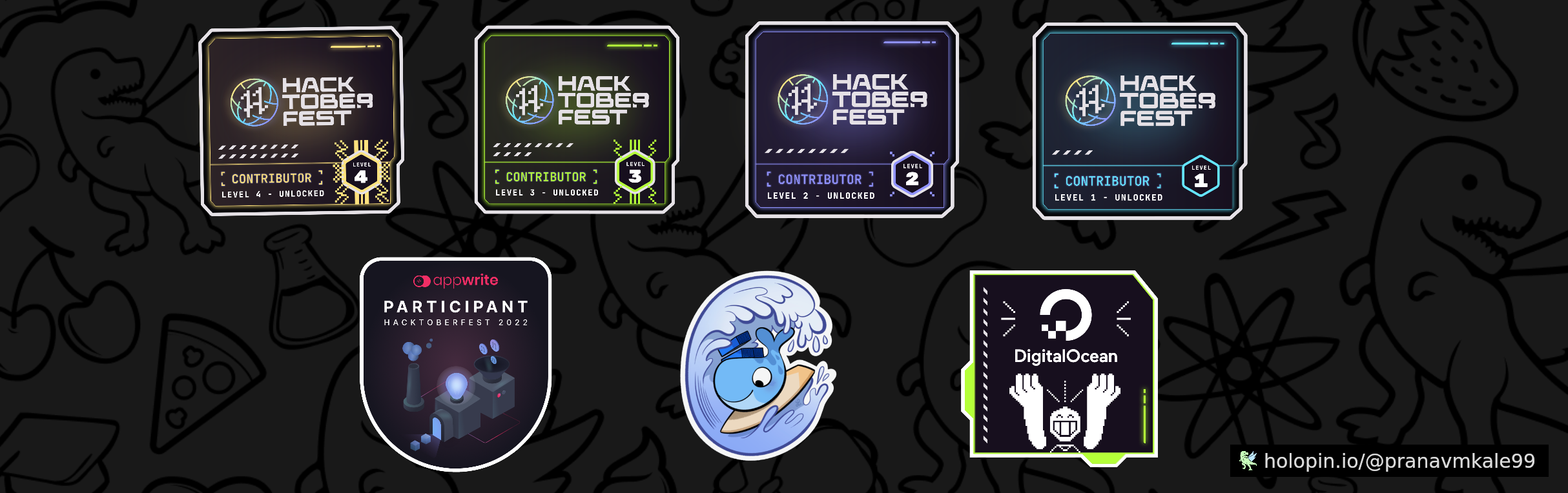 An image of @pranavmkale99's Holopin badges, which is a link to view their full Holopin profile