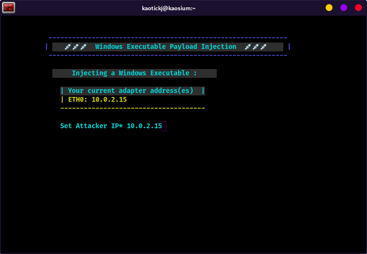 KSploit Windows exe Payload Injection