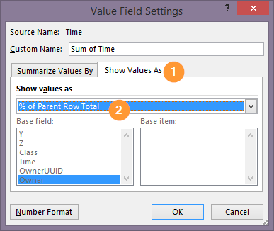 Setting up the Time Column