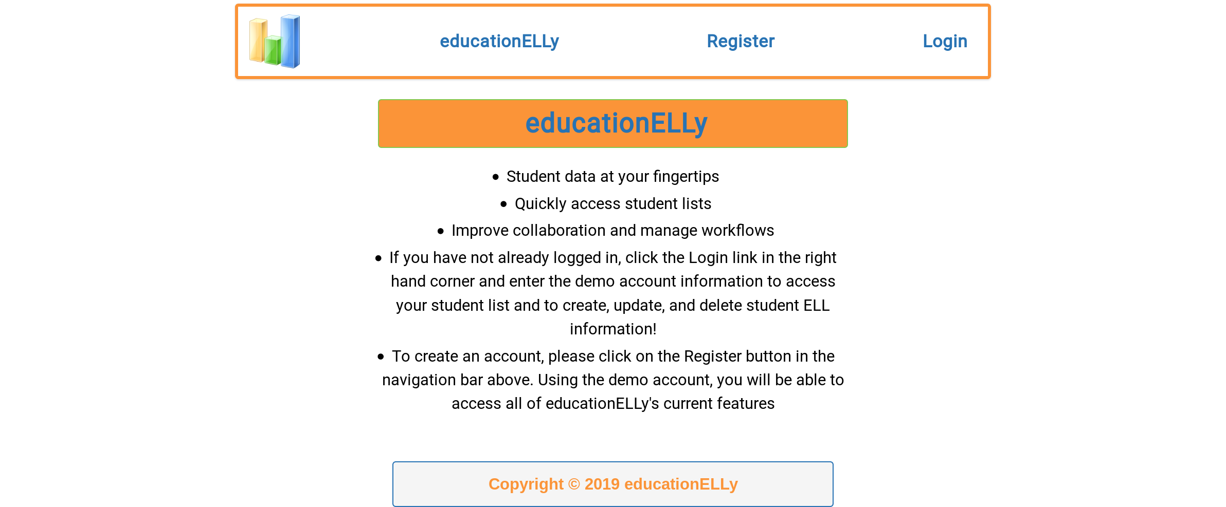 educationELLy Desktop Landing Page