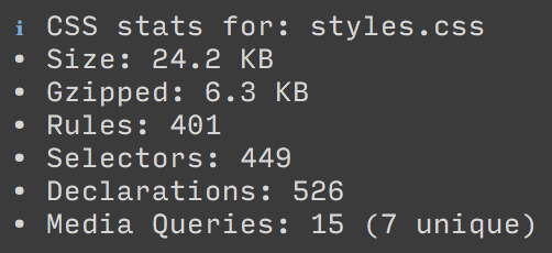 Example of stats output