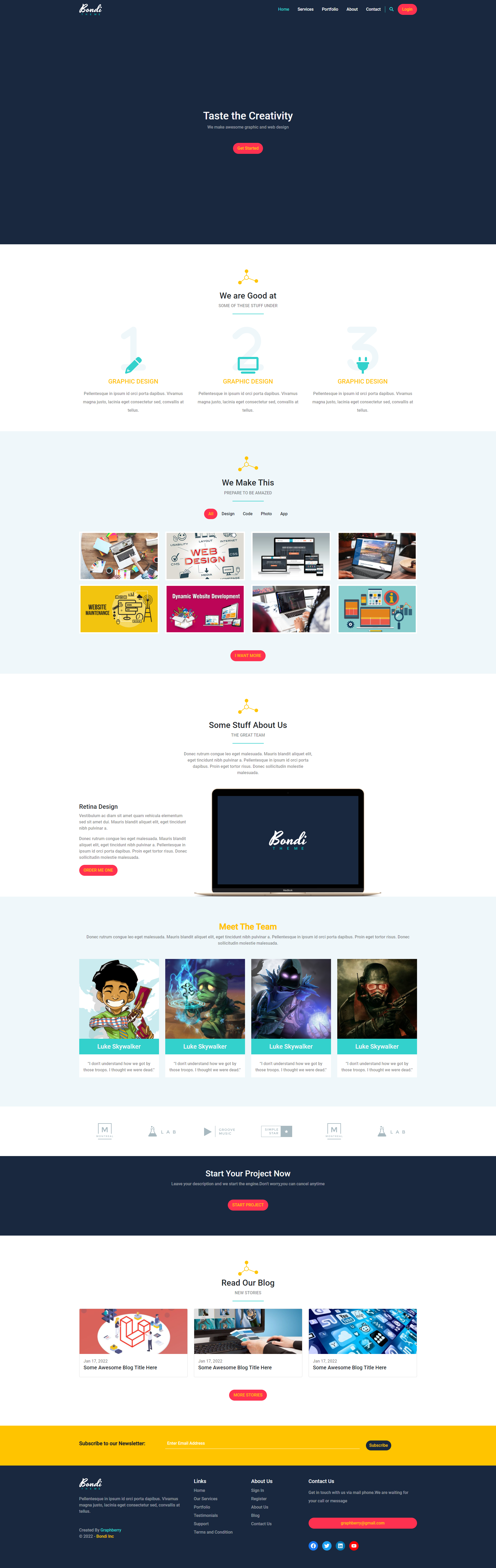 Preview of Bondi Design landing page