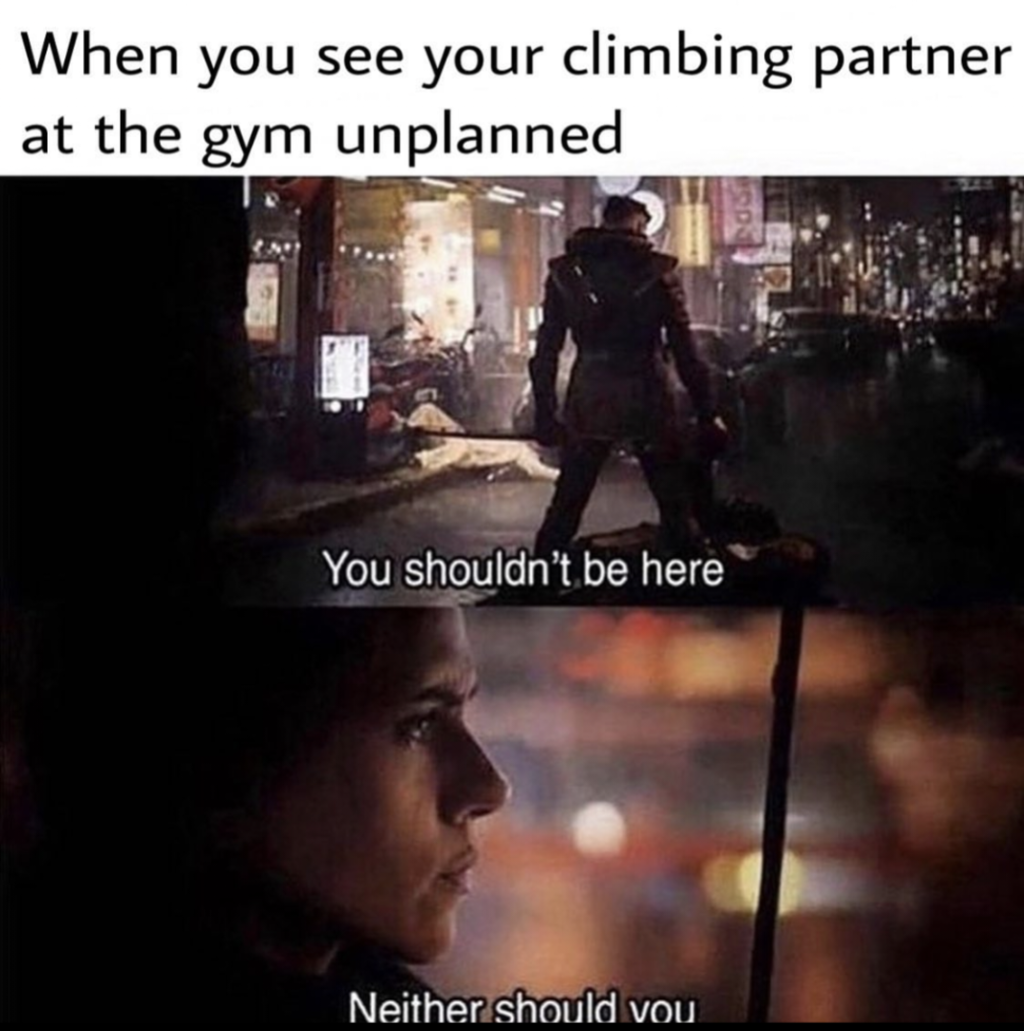 seeing your climbing partner unplanned