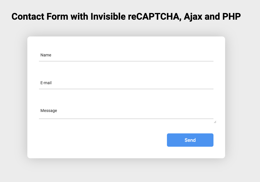 Contact Form with Invisible reCAPTCHA, Ajax and PHP