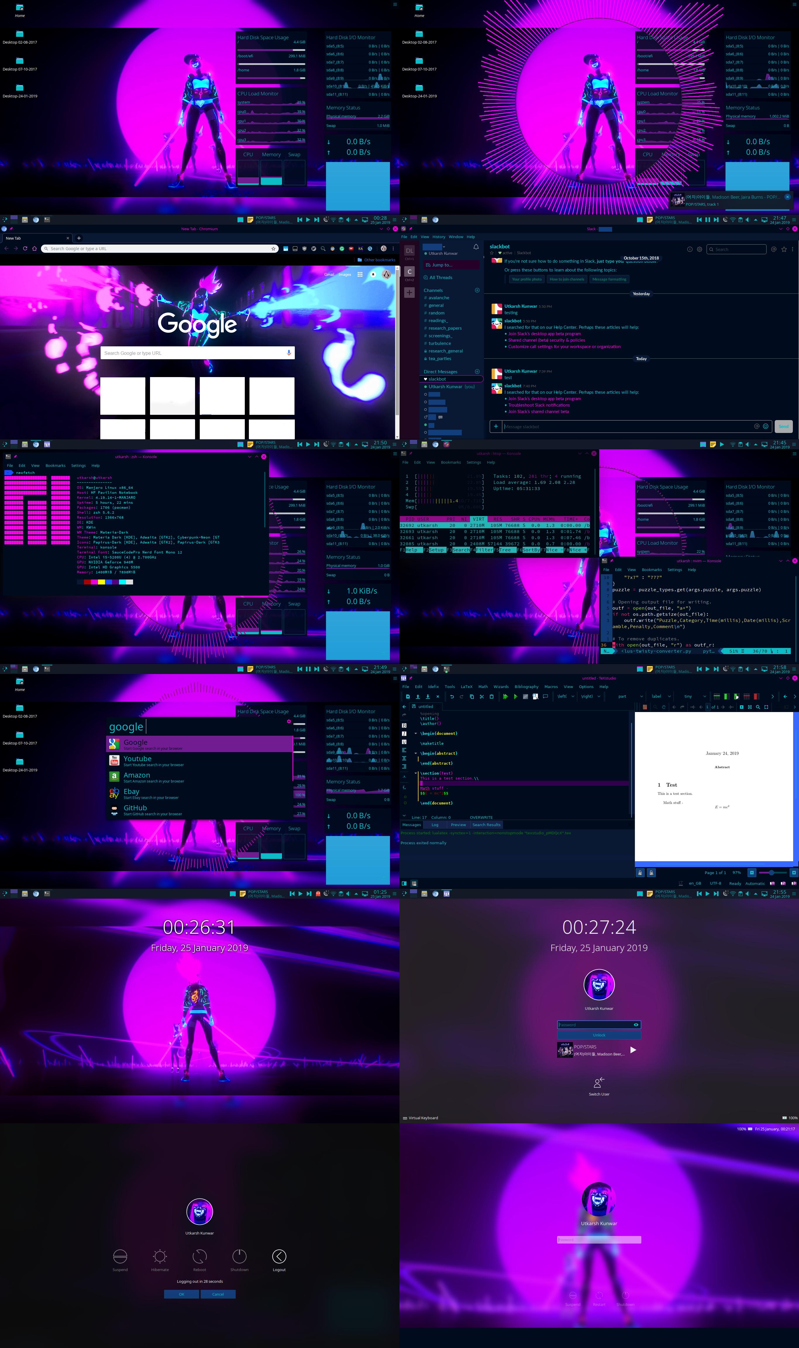 K/DE Cyberpunk Neon theme in action