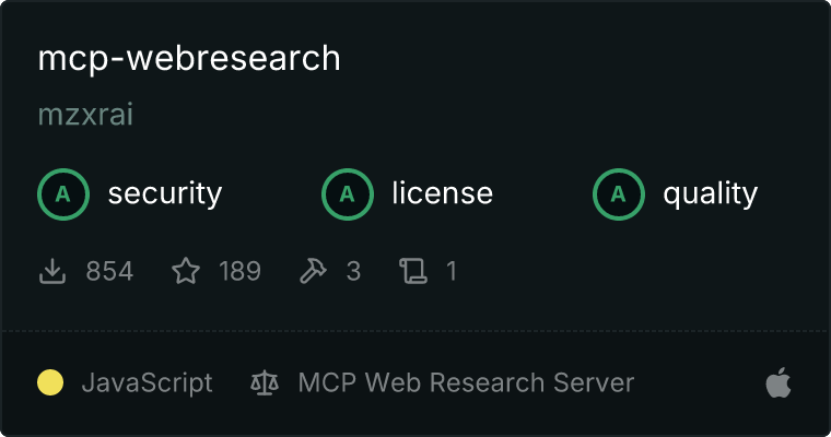 Web Research Server MCP server