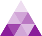 KUMI Logo : s tack of triangles of variabel shades of purple