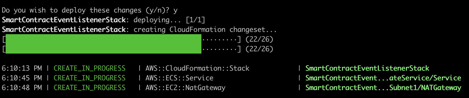 AWS CDK deployment progress bar