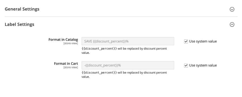 M2 Product Discount Label - Admin Settings