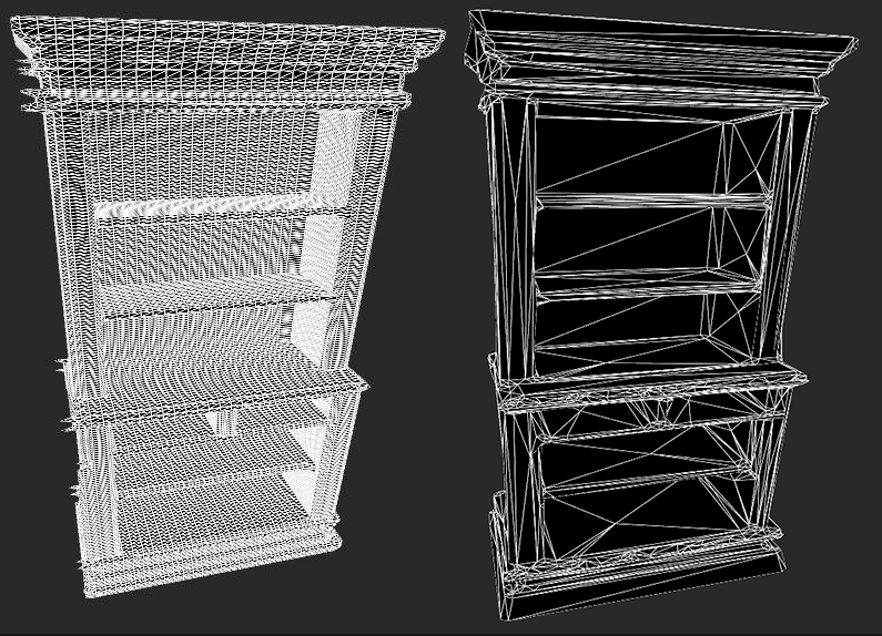 Image of unreduced and unreduced cabinet meshes