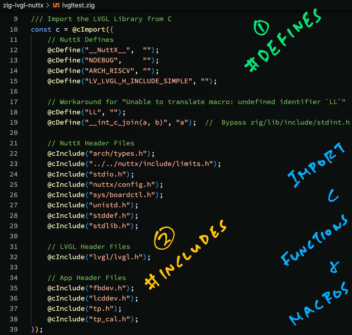 Import C Functions and Macros