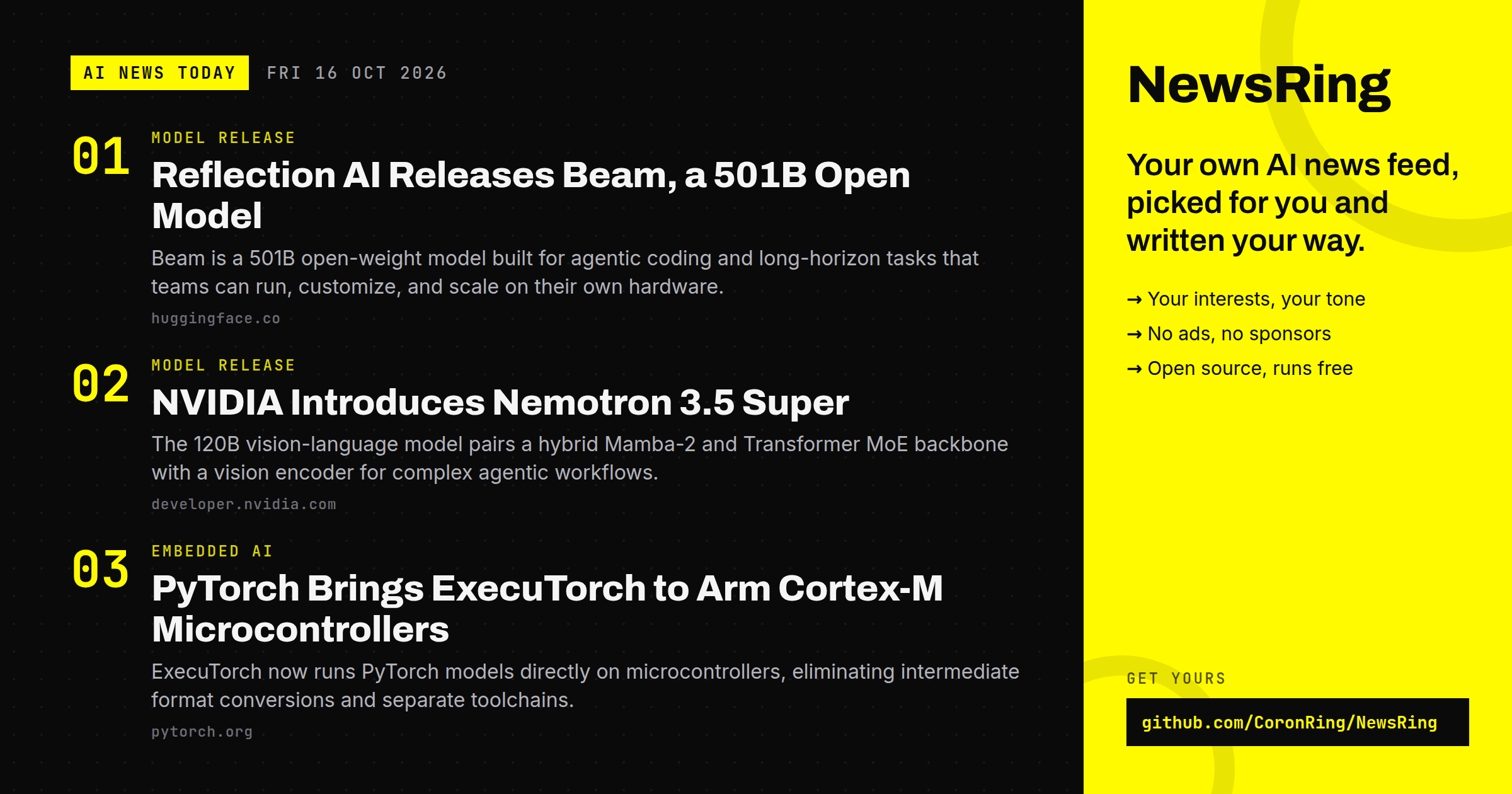 Today's top AI stories, refreshed every morning by NewsRing