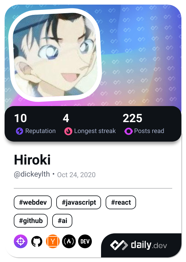 Hiroki's Dev Card