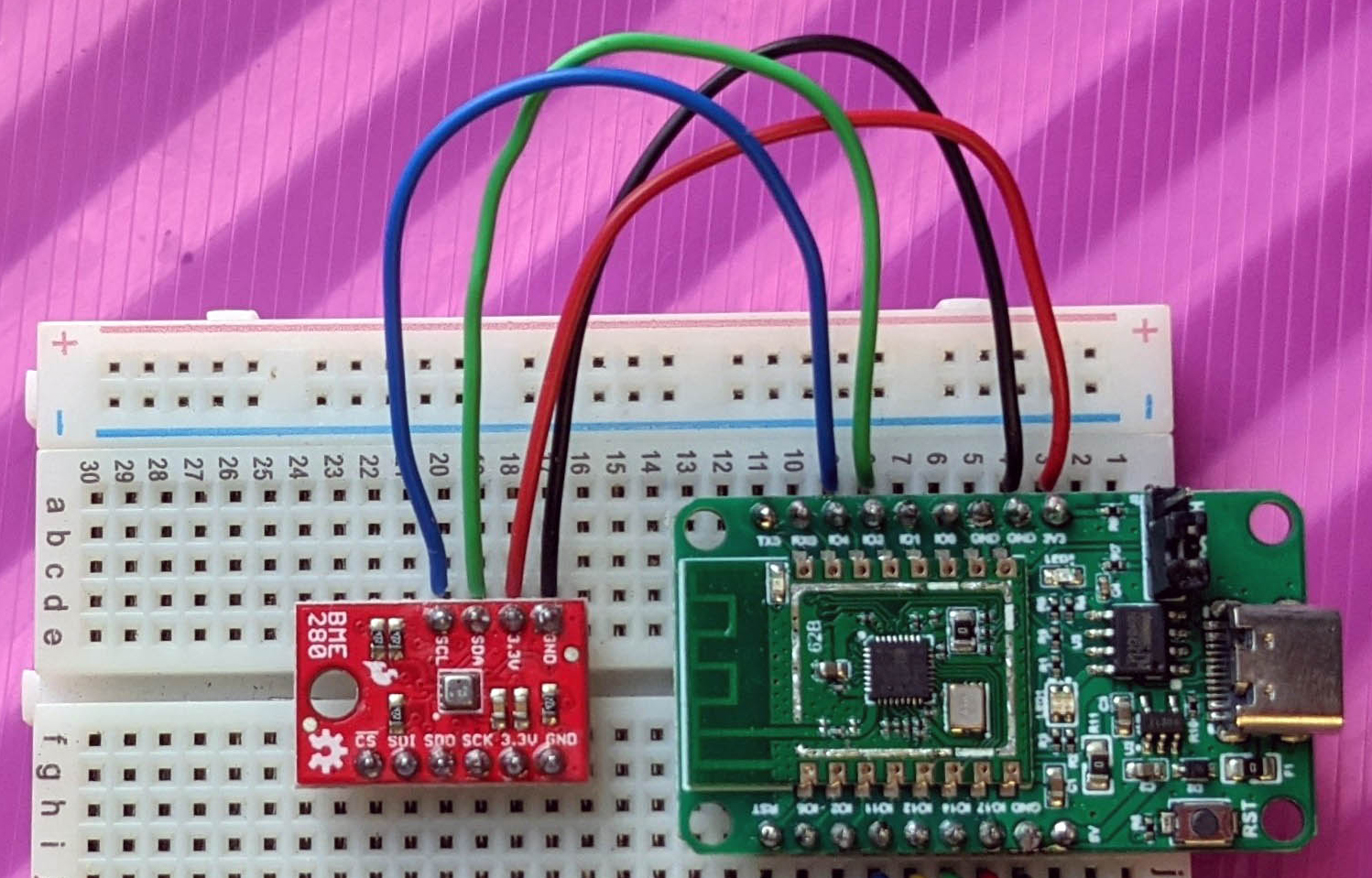 PineCone BL602 connected to SparkFun BME280 I2C Sensor