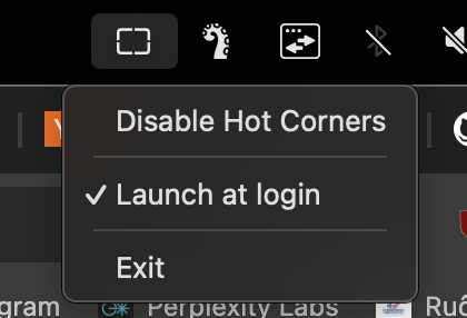 Application in menu bar