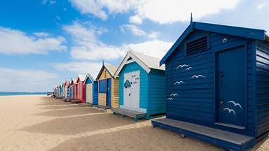 Bathing boxes at Brighton Beach, Melbourne, Victoria, Australia (© Prasit photo/Getty Images)