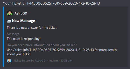 Answer to a ticket