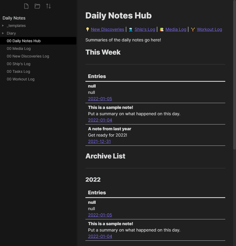 Daily Notes Sample Vault