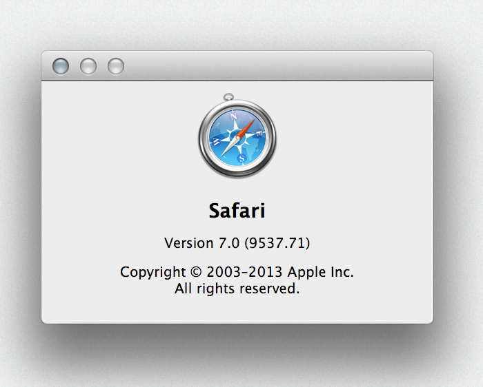 safari 7 about window