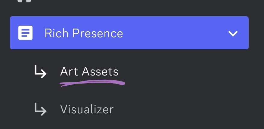 Guide image 3, showing the Art Assets option below the Rich Presence option