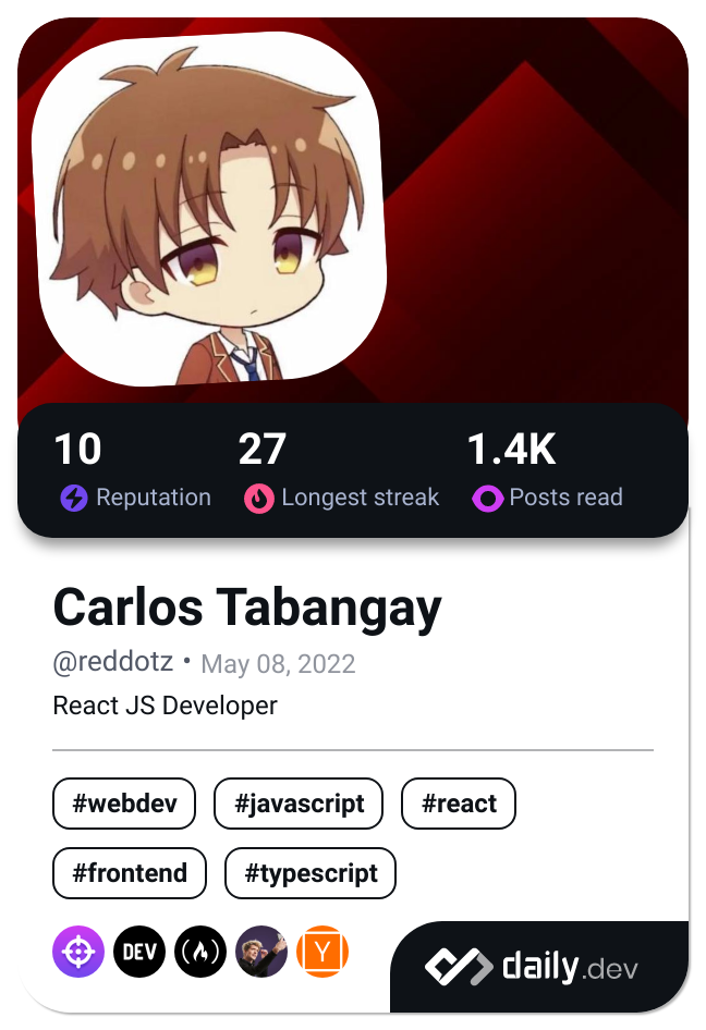 Carlos Tabangay's Dev Card