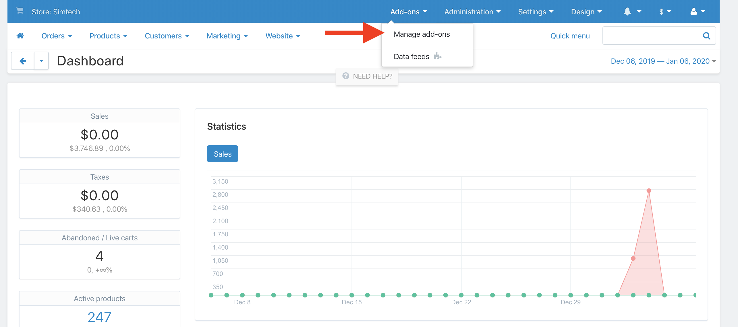 CSCart Manage Add-ons