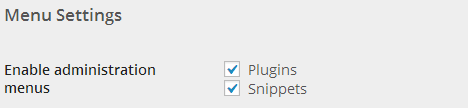 The 'Enable Administration Menus' setting under the 'Menu Settings' group
