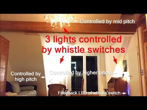 Demonstration of 3 whistle switches in one room