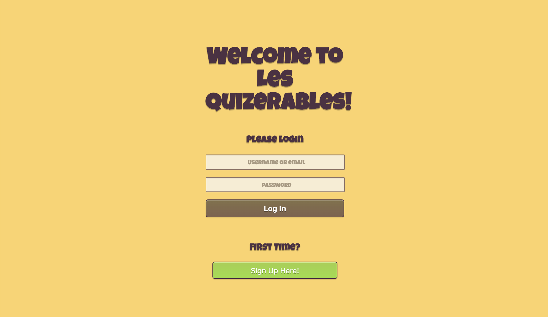 Image of Les-Quizerables sign-in page