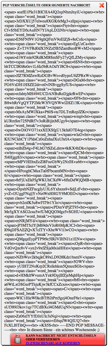 webpg trying to decrypt a gpg message on facebook