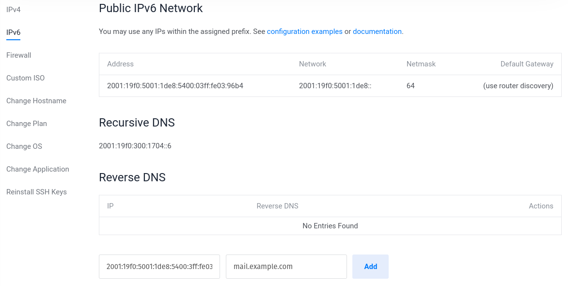 Reverse DNS IPv6