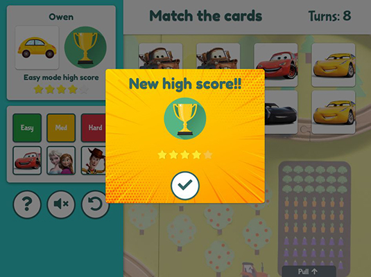 Screenshot: high score modal