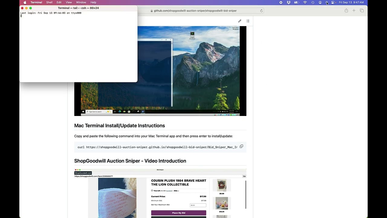 How to install or update ShopGoodwill Auction Sniper on Mac video tutorial instructions