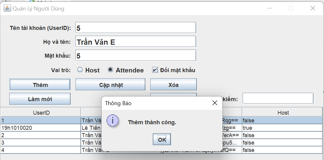 User Management Insert