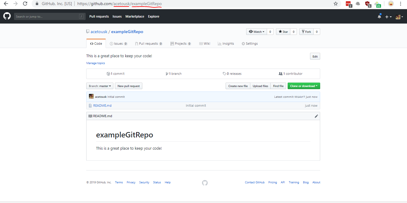 example git repo screenshot