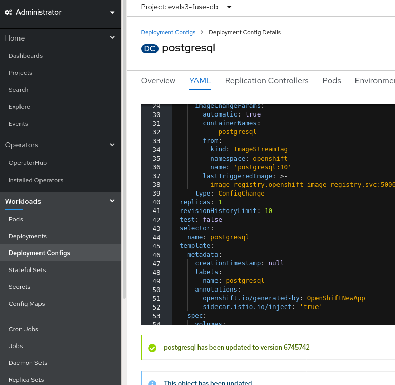 inject in deployment f postgressdb