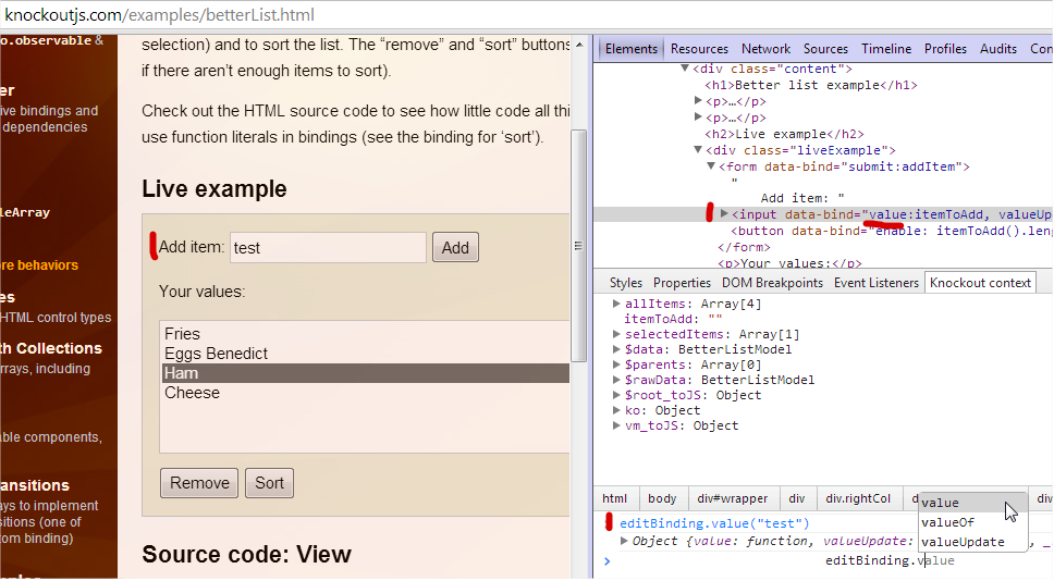 Example - editbinding