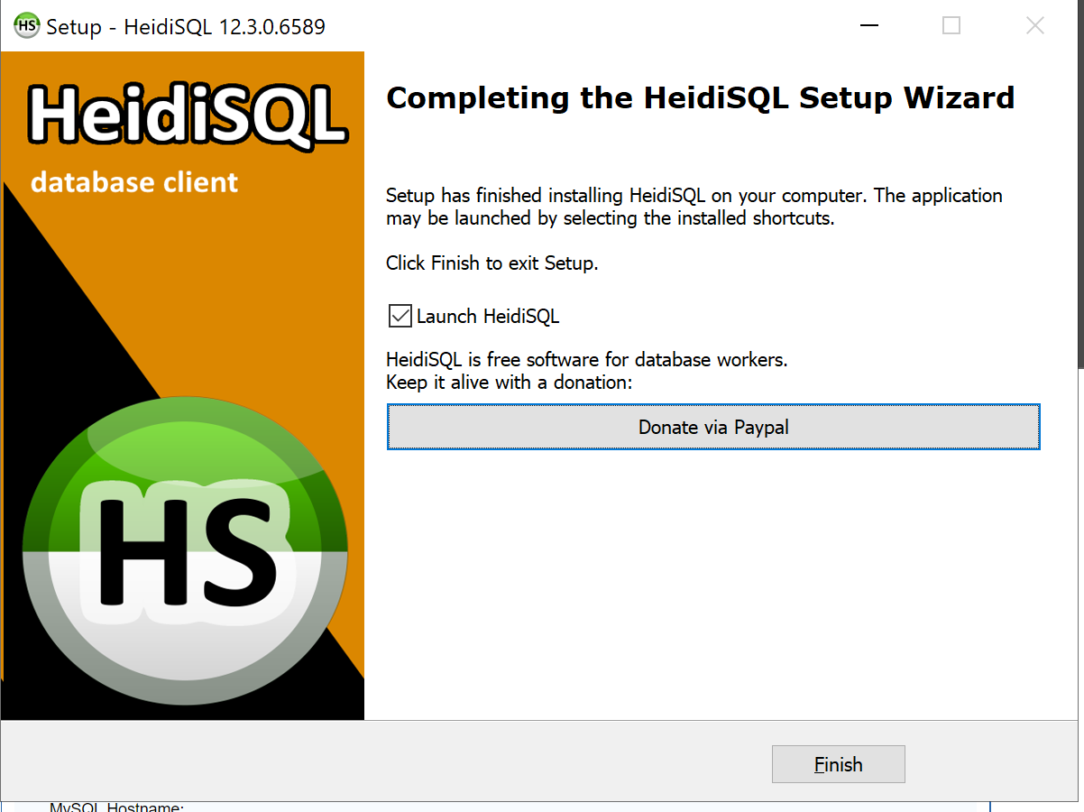 completion of heidisql install