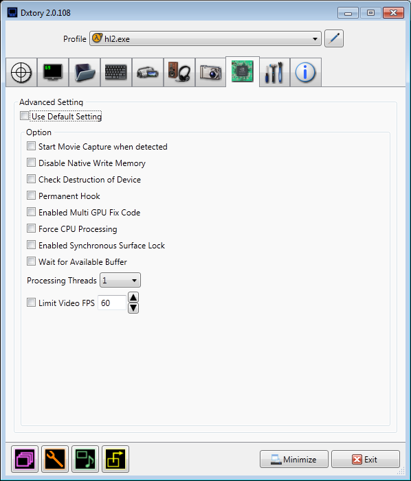 Dxtory Various Settings Screenshot