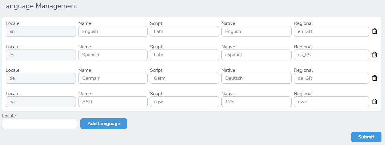 Nova language management