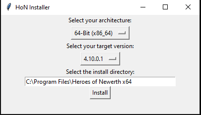 Image of the installer GUI