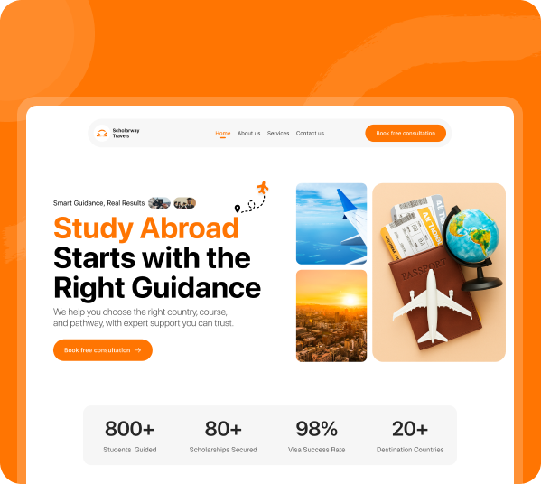 Scholarway Travels Booking Page Screenshot