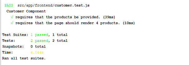 JEST Unit Test Results