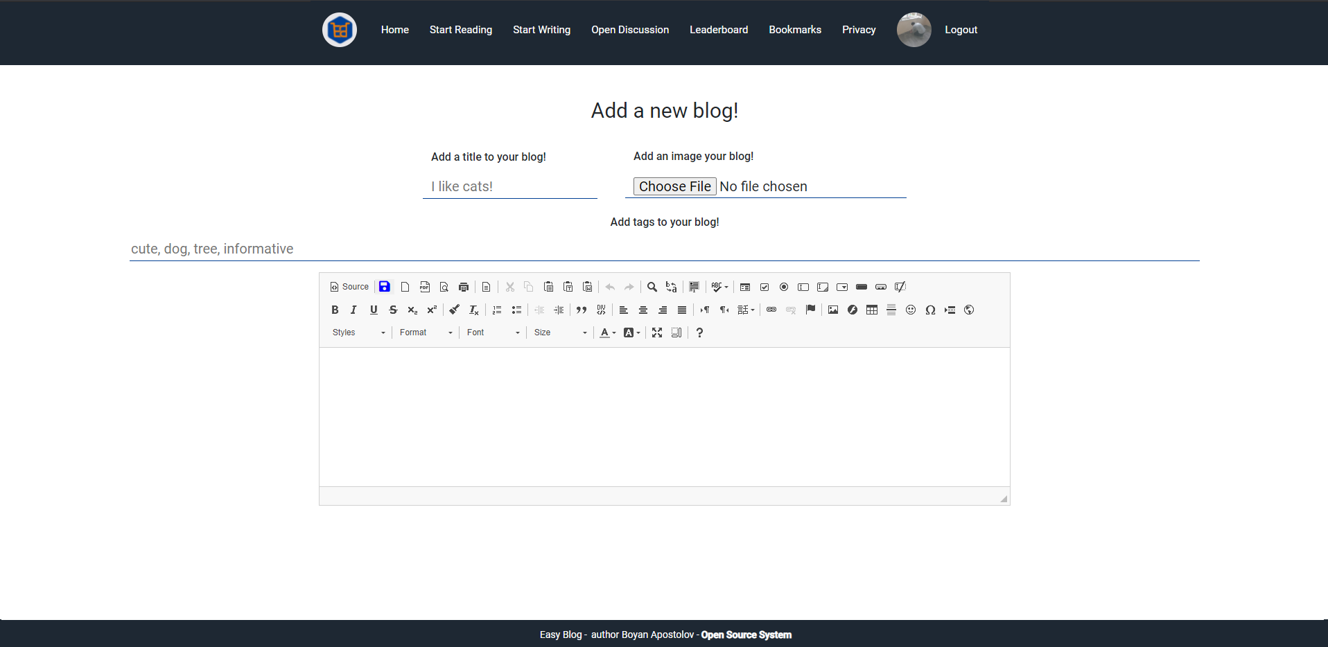 Writing a blog